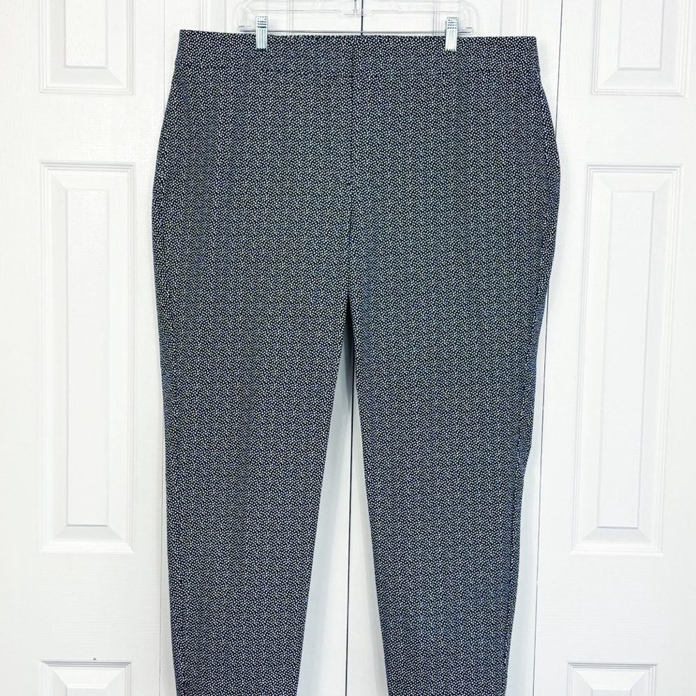 Talbots Navy Blue & White Micro Dot Print Stretch Chatham Ankle Pants 22W
